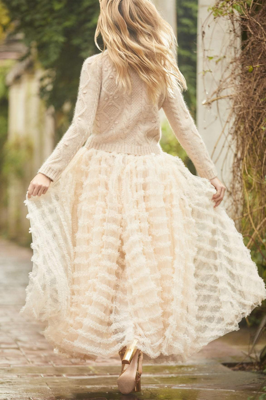 Florence Ruffle Ankle Skirt – Champagne ...